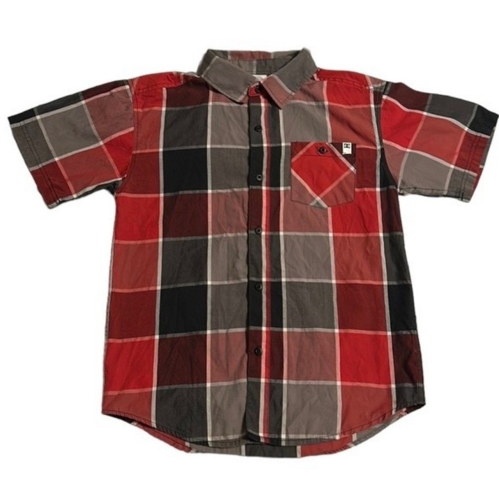 DC Youth Plaid Button Down Shirt, Boy’s Medium (10-12)